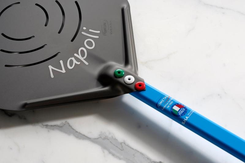 GI Metal Napoli Perforated Pizza Placement Peel - 33cm Head / 60cm Handle