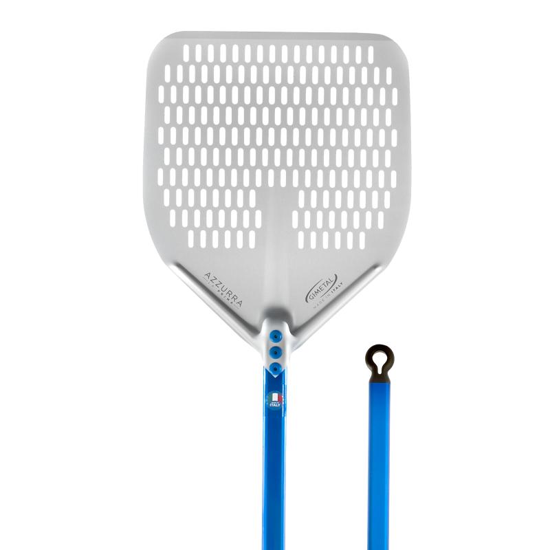GI Metal Azzurra Perforated Pizza Placement Peel - 36cm Head / 60cm Handle