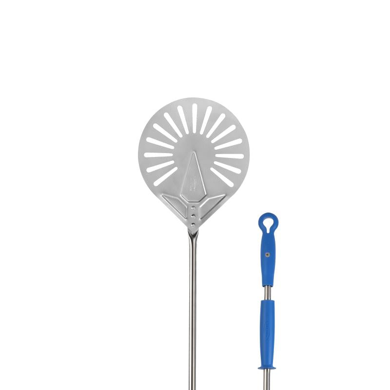GI Metal Stainless Steel Perforated Pizza Turning Peel - 20cm Head / 75cm Handle