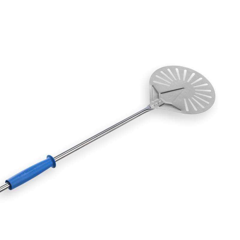 GI Metal Stainless Steel Perforated Pizza Turning Peel - 20cm Head / 75cm Handle
