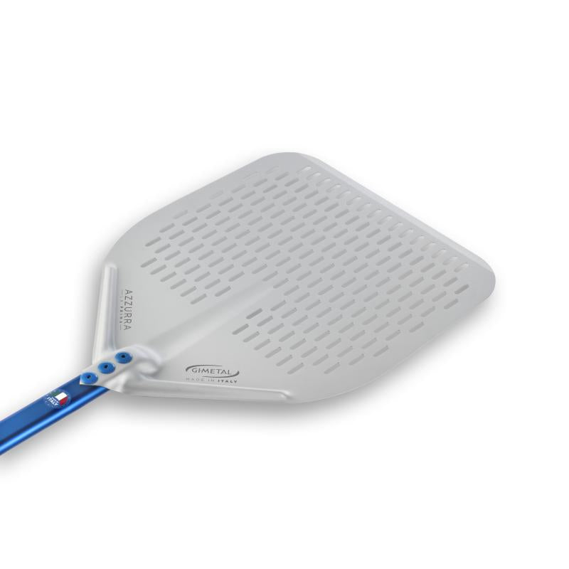 GI Metal Azzurra Perforated Pizza Placement Peel - 33cm Head / 60cm Handle