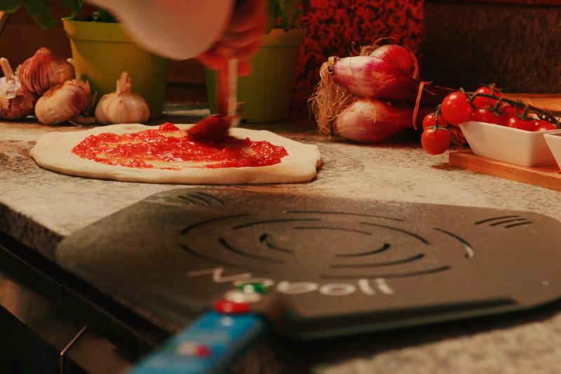 GI Metal Napoli Perforated Pizza Placement Peel - 33cm Head / 60cm Handle