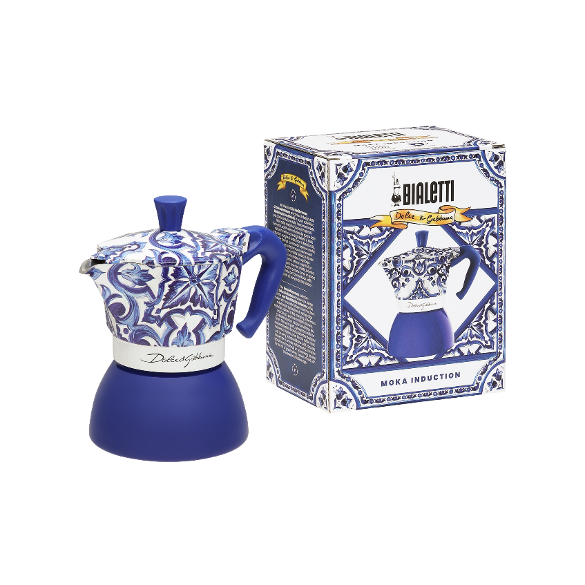 Bialetti X Dolce&Gabbana Blue Mediterranean Moka Induction: Blue / 4 Cup