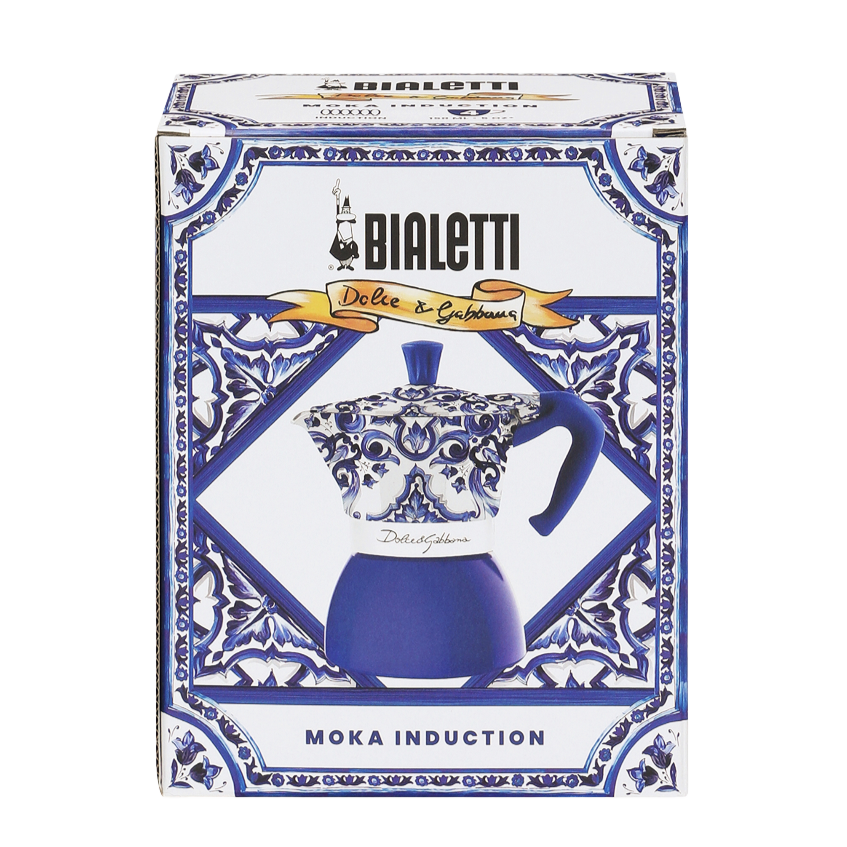 Bialetti X Dolce&Gabbana Blue Mediterranean Moka Induction: Blue / 4 Cup