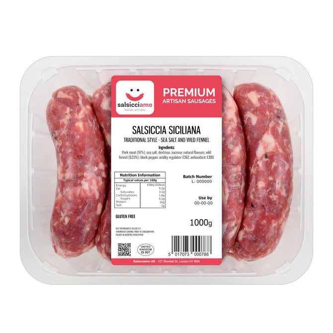 Salsicciamo Traditional Salsiccia Sicilian Sausage with Sea Salt & Wild Fennel - 1kg