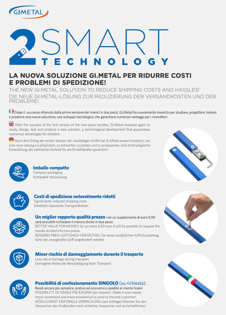 GI Metal Azzurra Perforated Pizza Placement Peel - 36cm Head / 120cm Handle