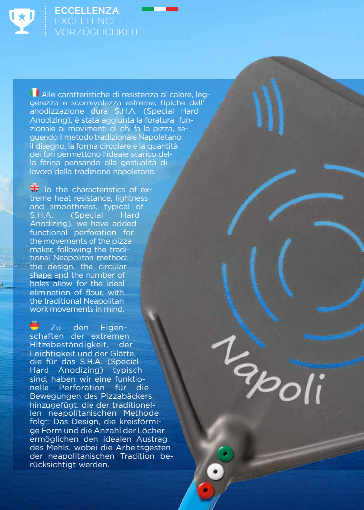 GI Metal Napoli Perforated Pizza Placement Peel - 33cm Head / 60cm Handle