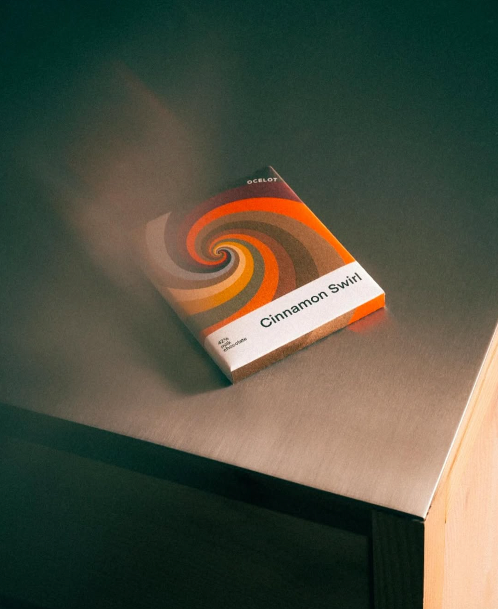 Ocelot 42% Milk Chocolate Cinnamon Swirl Chocolate Bar - 70g