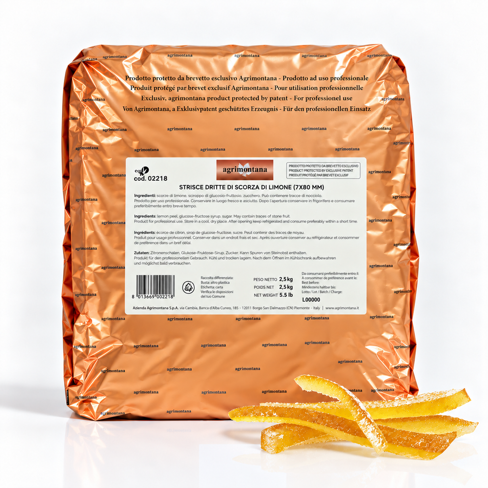 Agrimontana Candied Lemon Peel Strips 7x80mm (Bundled) - 2.5kg