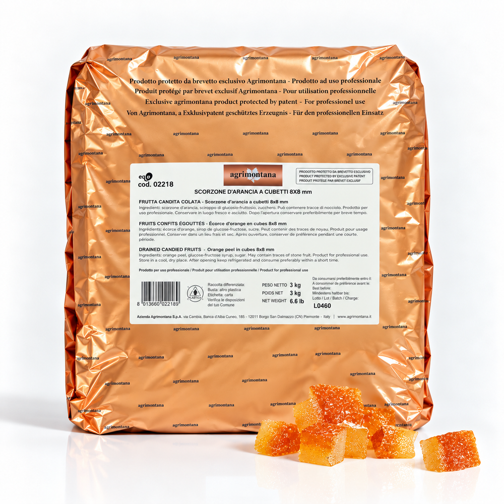 Agrimontana Candied Orange Peel 8x8mm Cubes - 3kg