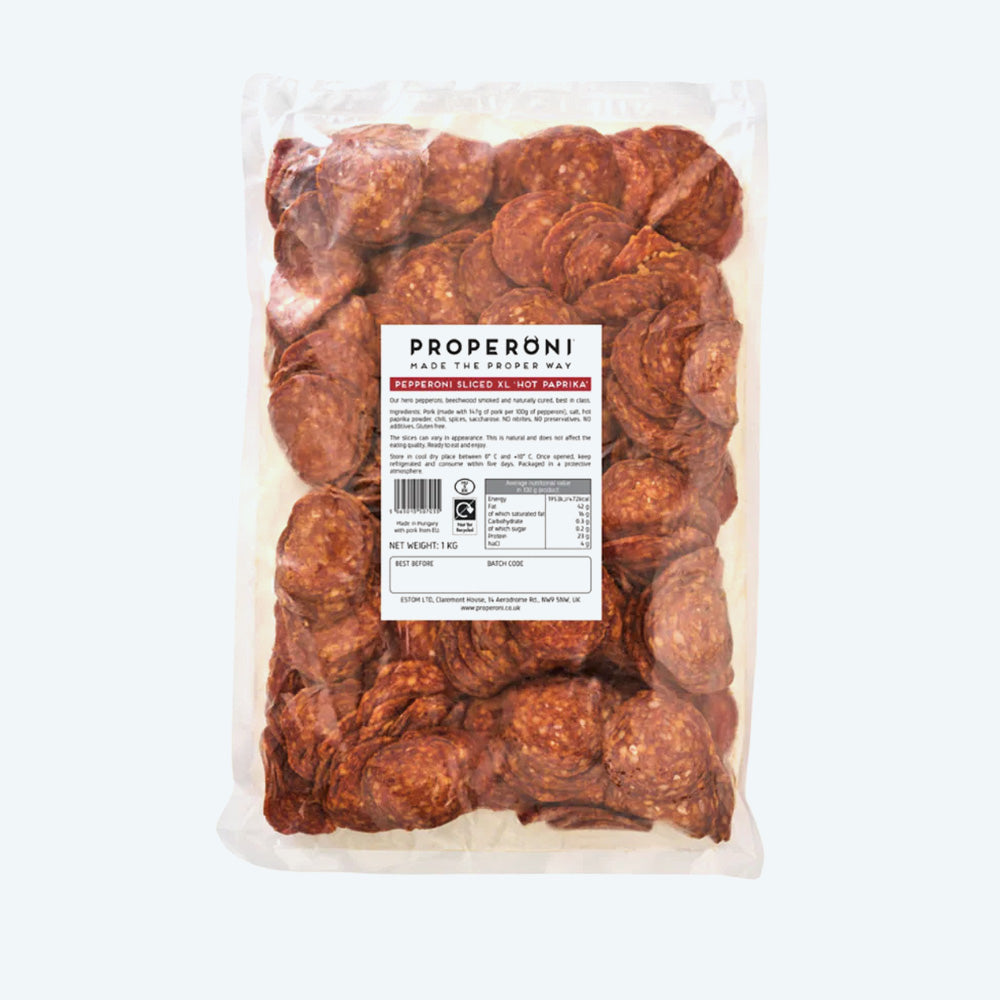 Properoni Hot Paprika Large Sliced Pepperoni - 1kg Pack