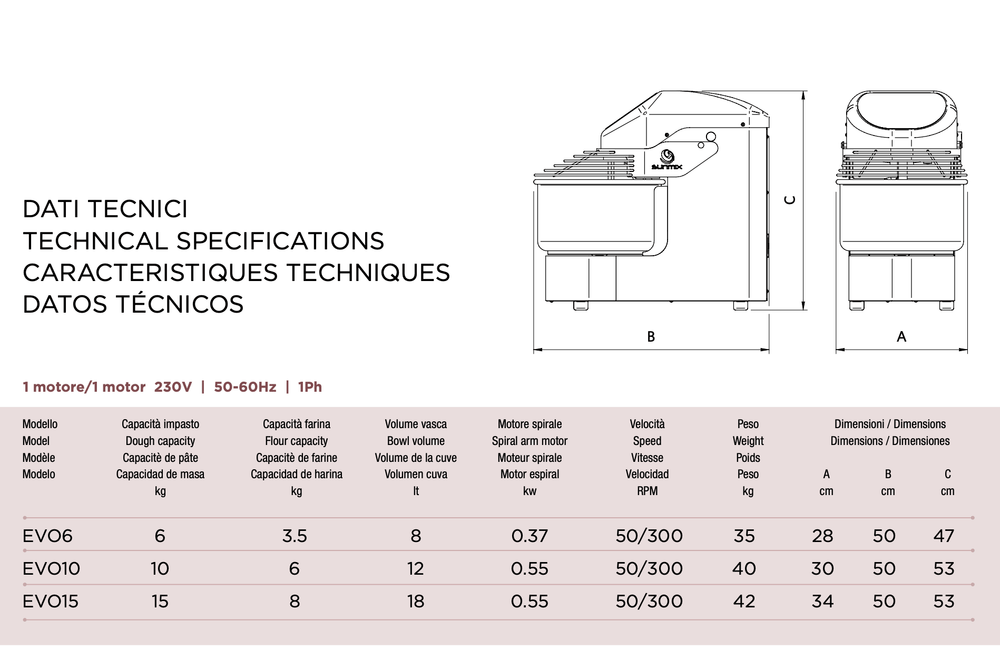 SUNMIX EVO LINE 15 SPIRAL DOUGH MIXER - Pizza Solutions