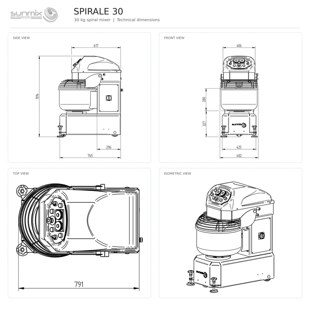 Sunmix Smart Line 30kg Spiral Dough Mixer - Pizza Solutions