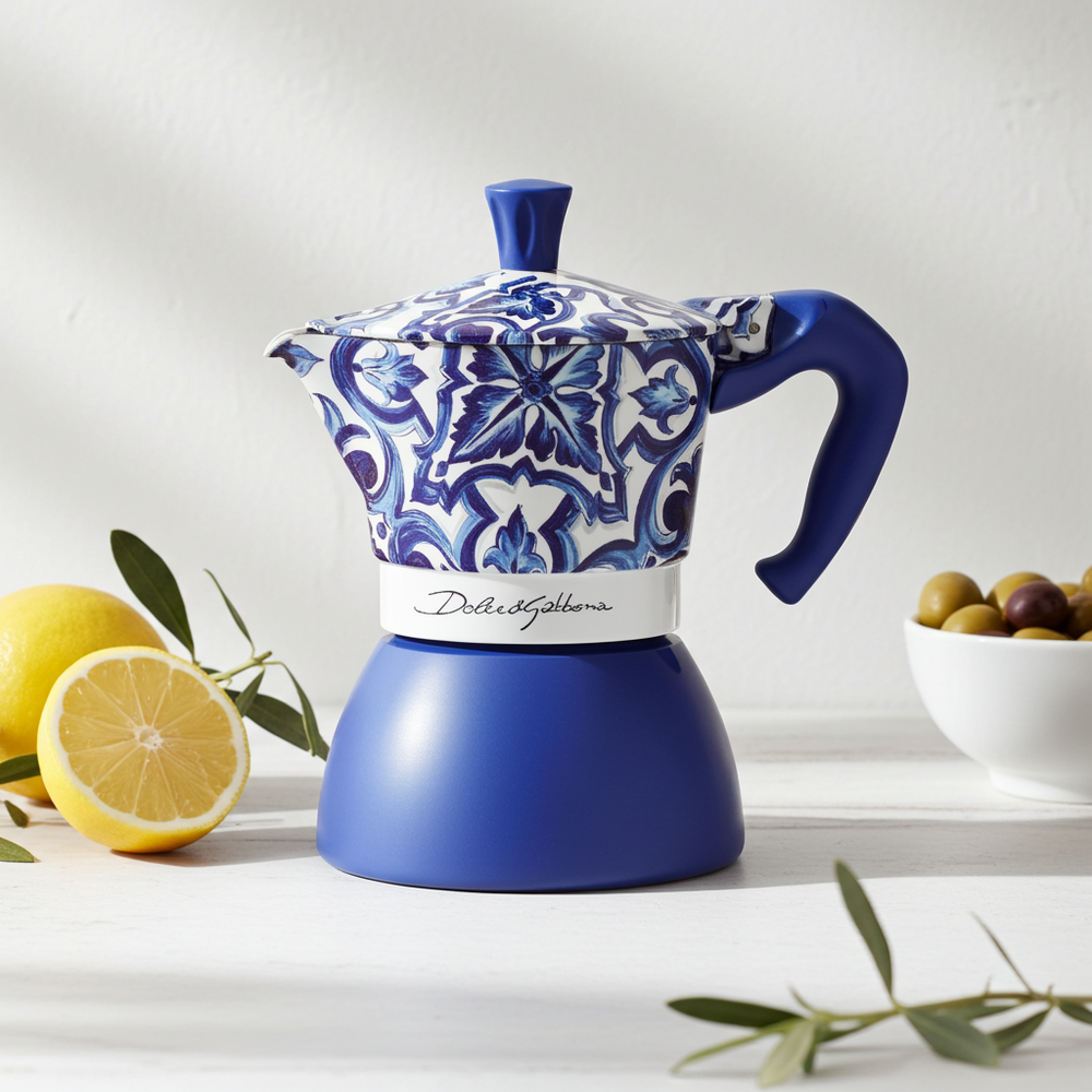 Bialetti X Dolce&Gabbana Blue Mediterranean Moka Induction: Blue / 4 Cup
