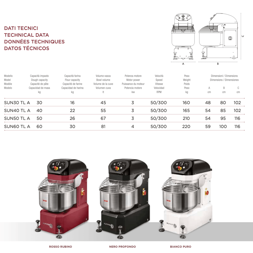 Top Line 60kg Spiral Dough Mixer - Pizza Solutions