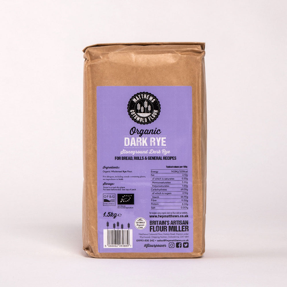 Matthews Cotswold Organic Stoneground Dark Rye Flour 1.5kg, 4.5kg & 7.5kg