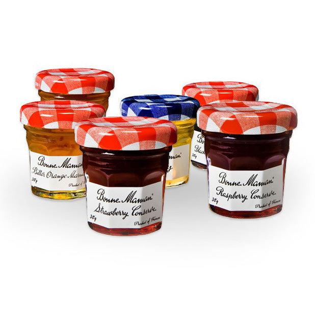 Bonne Maman Conserve 30g Mini Jams - 6 - 60 Pack | Strawberry | Raspberry | Marmalade | Blackcurrant | Honey | Apricot - Ratton Pantry