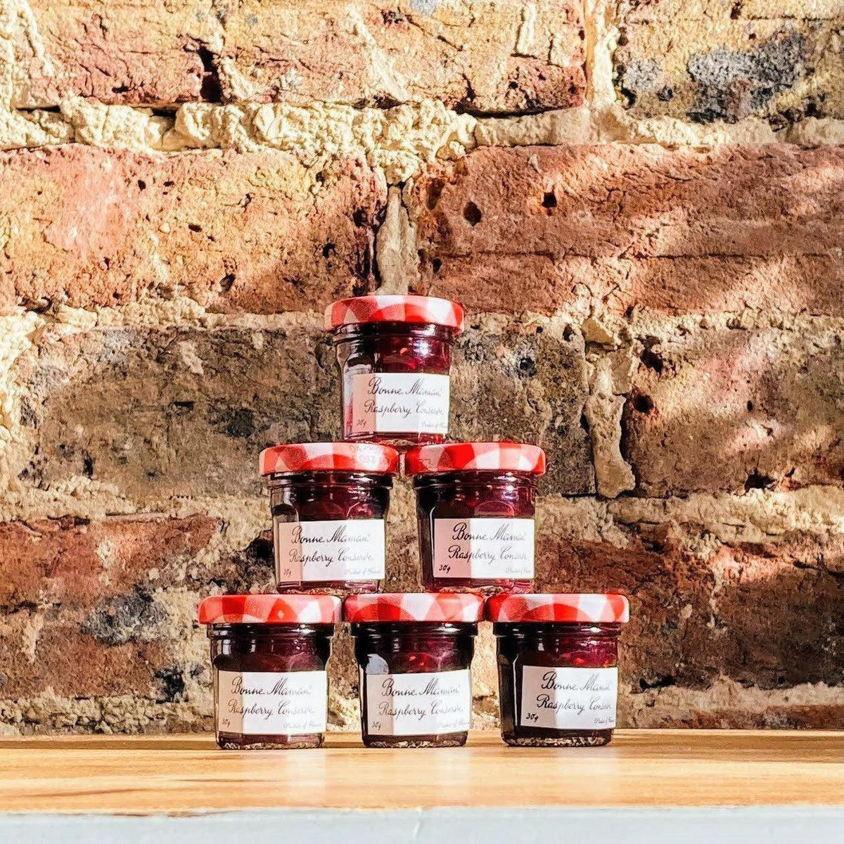 Bonne Maman Conserve 30g Mini Jams - 6 - 60 Pack | Strawberry | Raspberry | Marmalade | Blackcurrant | Honey | Apricot - Ratton Pantry